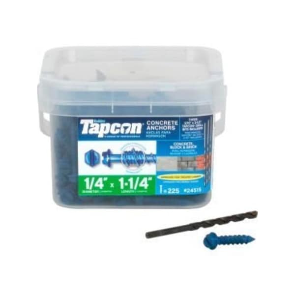 1/4-inch x 1-1/4-inch Climaseal Blue Slotted Hex Head Concrete Screw Anchors, 225PK